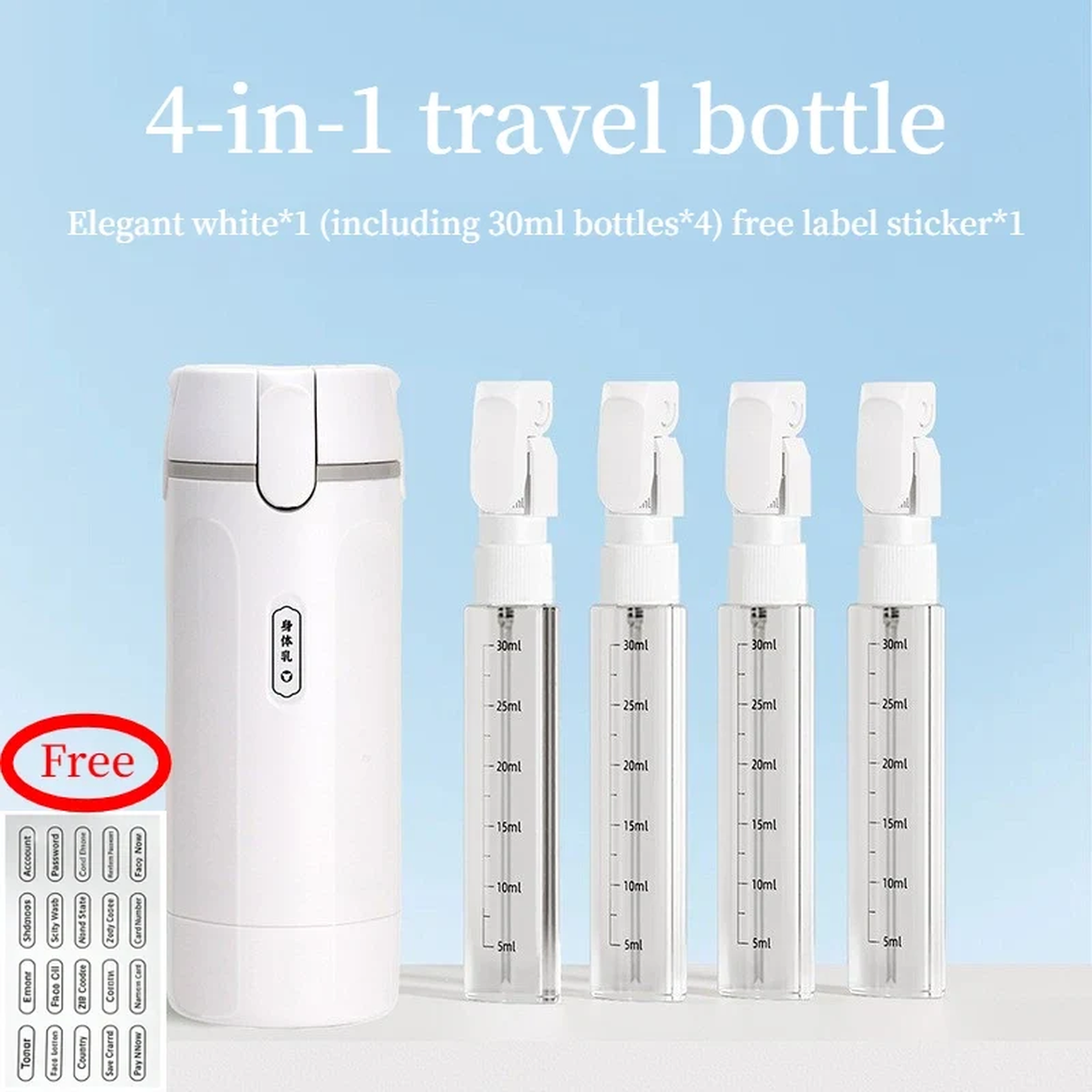 4-in-1 Travel Toiletry Dispenser | Refillable, Leak-Proof & TSA-Friendly