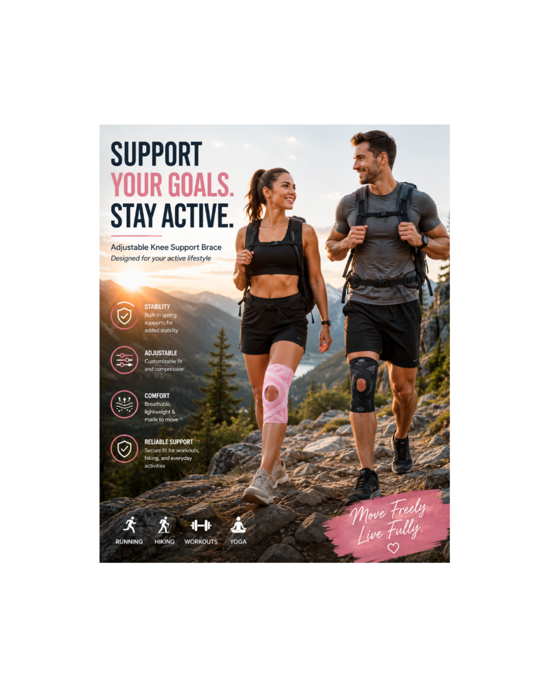 Adjustable Knee Support Brace – Open Patella Compression & Stabilizing Support