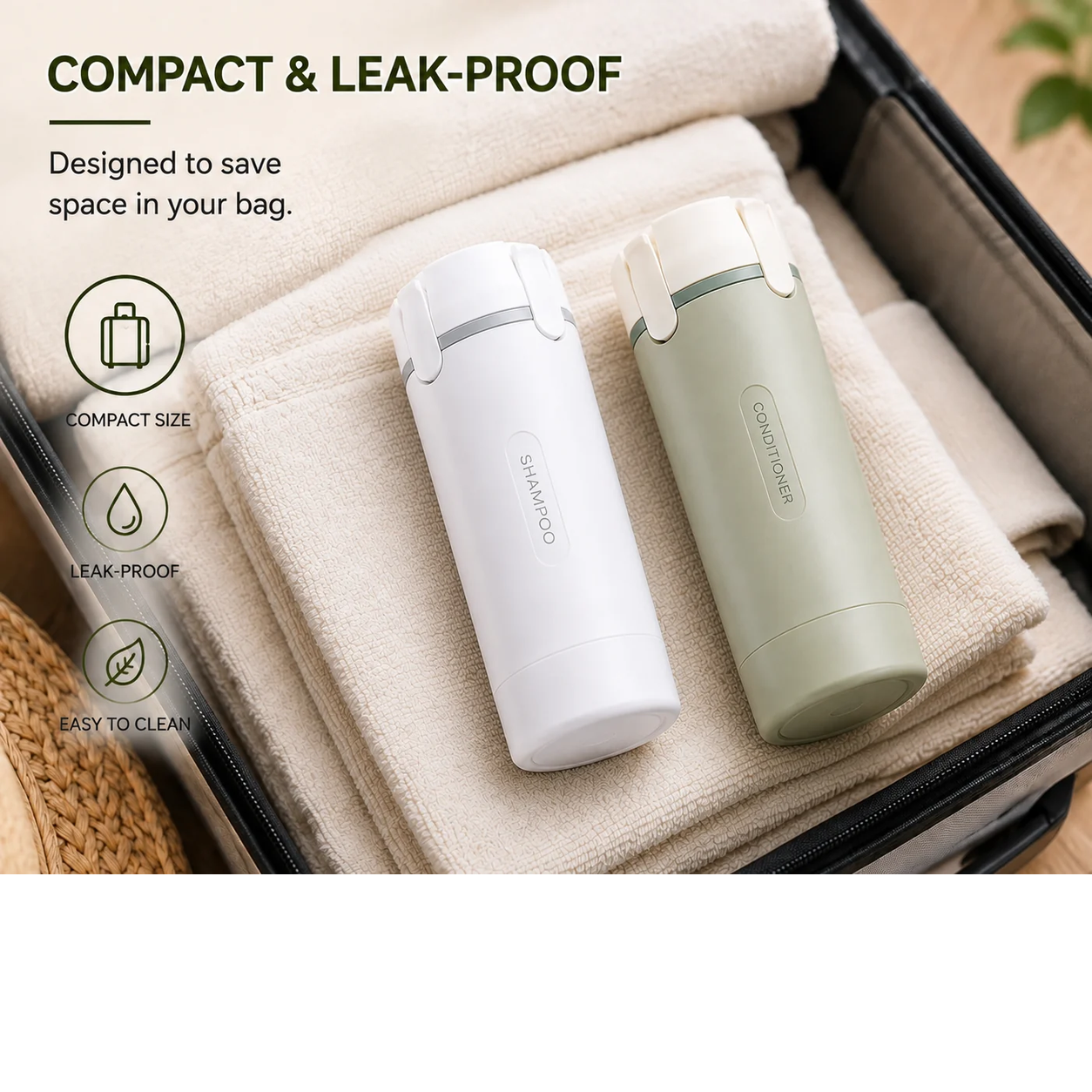 4-in-1 Travel Toiletry Dispenser | Refillable, Leak-Proof & TSA-Friendly